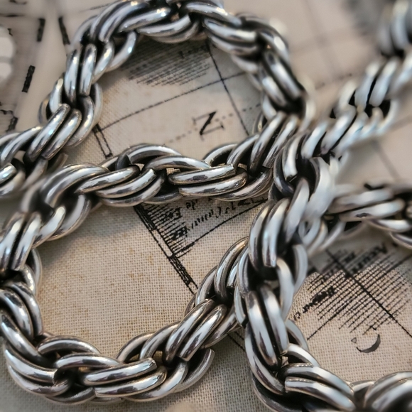 Silver Rope Necklace Mens - Picture 2 of 3